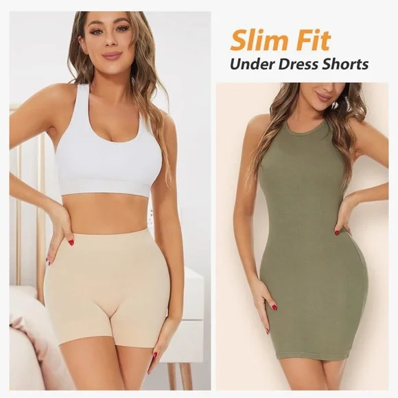 Seamless High-Waist Shapewear Shorts - Cream Small New - Picture 3 of 5